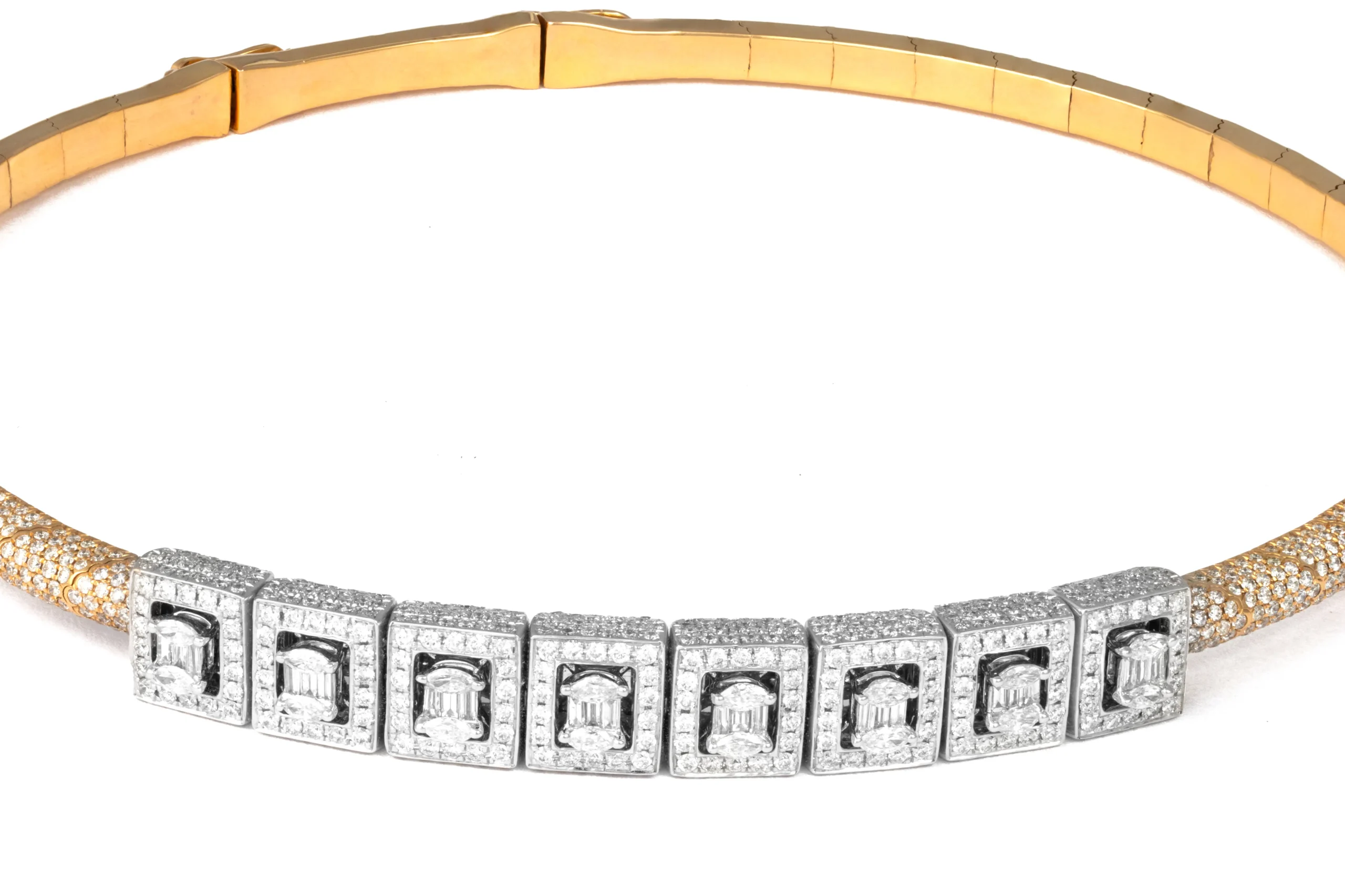 18K Yellow Gold Flexible Statement Choker Necklace-02