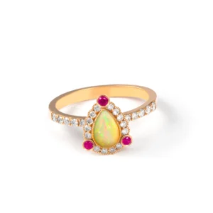 Natural Ruby Pear Opal Cabochon