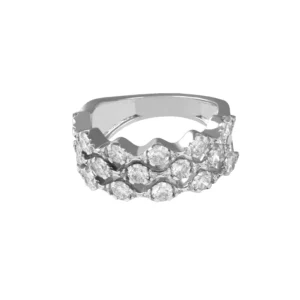 14K white gold statement ring natural rounds