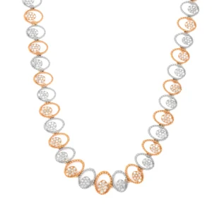14K rose white gold intricate beaded necklace