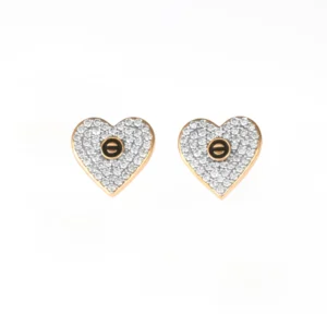 14K rose gold heart studs