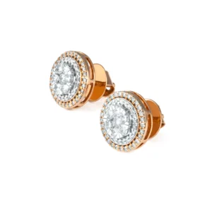 14K rose gold round setting studs