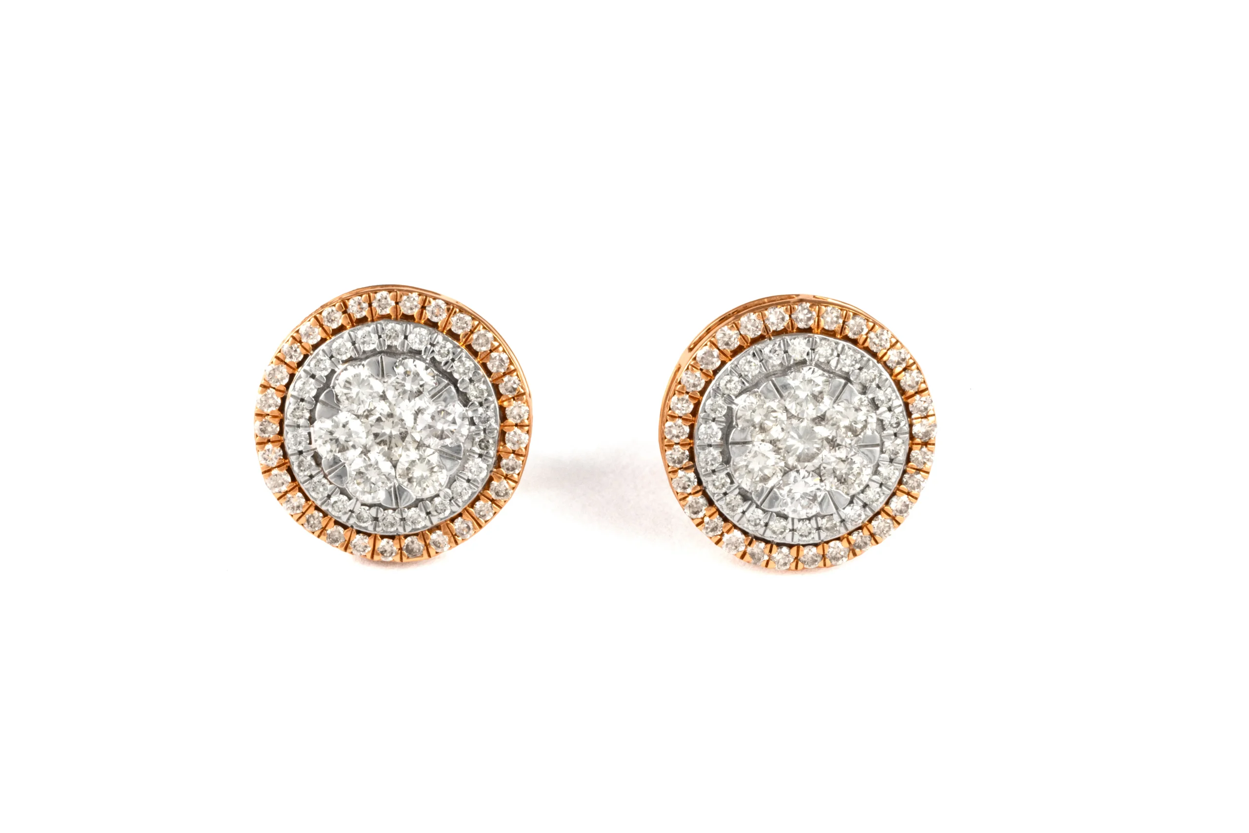 14K rose gold round setting studs
