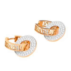 14K rose gold double circle interlinked hoops