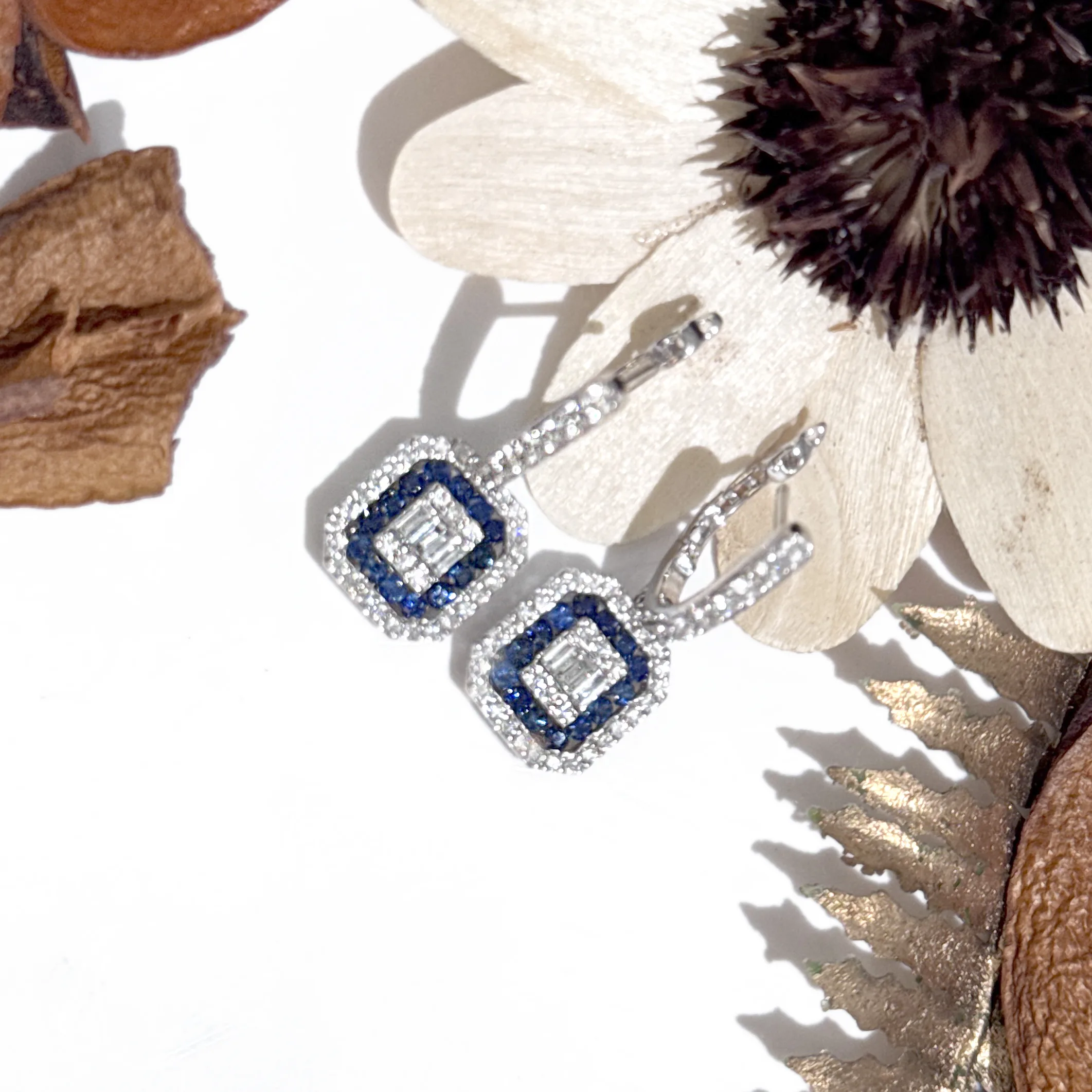 Blue Sapphire Halo Drop Earrings-03